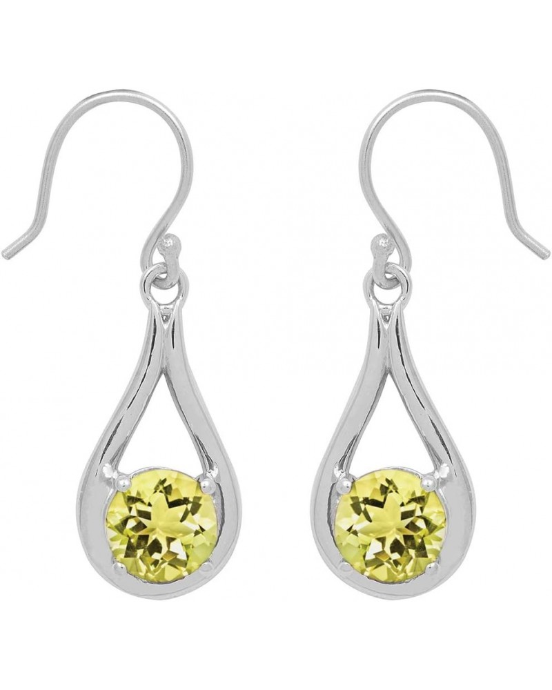 Multi Choice Dual Round Shape Gemstone 925 Sterling Silver Solitaire Birthday Gift Earring lemon-quartz $15.16 Earrings