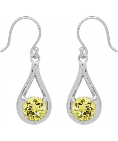 Multi Choice Dual Round Shape Gemstone 925 Sterling Silver Solitaire Birthday Gift Earring lemon-quartz $15.16 Earrings