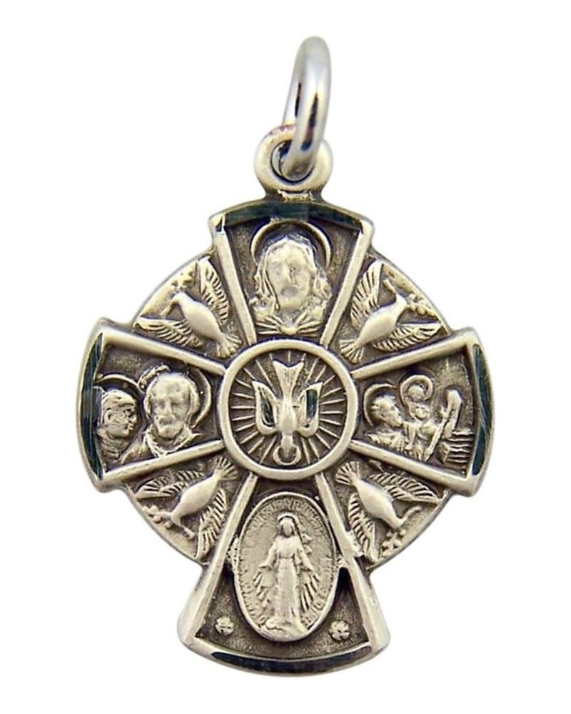 Sterling Silver Round Four 4-Way Cross Holy Spirit Dove Medal, 13/16 Inch $32.84 Pendants