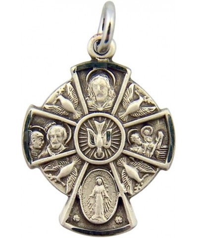 Sterling Silver Round Four 4-Way Cross Holy Spirit Dove Medal, 13/16 Inch $32.84 Pendants