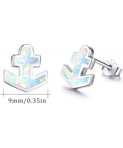 Opal Cross Stud Earrings, 925 Stertling Silver Hypoallergenic Anchor Stud Earrngs and Tiny Opal Cross Studs Jewelry Gifts for...