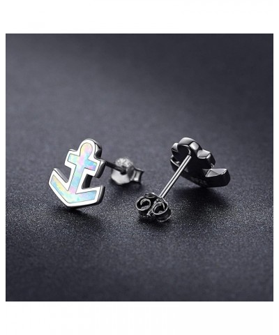 Opal Cross Stud Earrings, 925 Stertling Silver Hypoallergenic Anchor Stud Earrngs and Tiny Opal Cross Studs Jewelry Gifts for...