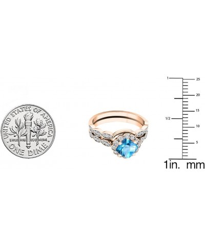 14K 5.5 MM Cushion Gemstone & Round Diamond Ladies Halo Style Engagement Ring Set, Rose Gold Blue Topaz $262.68 Sets