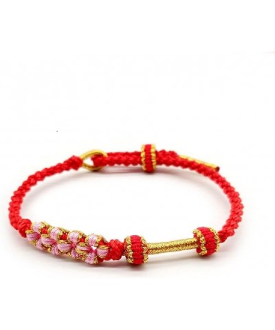 Peach Blossom Bracelet Handmade Adjustable Braided Bracelets for Women Teen Girls Jewelry Christmas Gifts Red $4.99 Bracelets