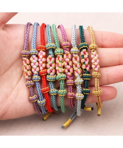 Peach Blossom Bracelet Handmade Adjustable Braided Bracelets for Women Teen Girls Jewelry Christmas Gifts Red $4.99 Bracelets