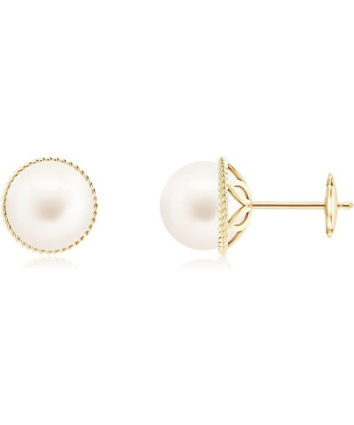 Natural Freshwater Cultured Pearl Solitaire Stud Earrings for Women Girls in Sterling Silver/14K Solid Gold | June Birthstone...