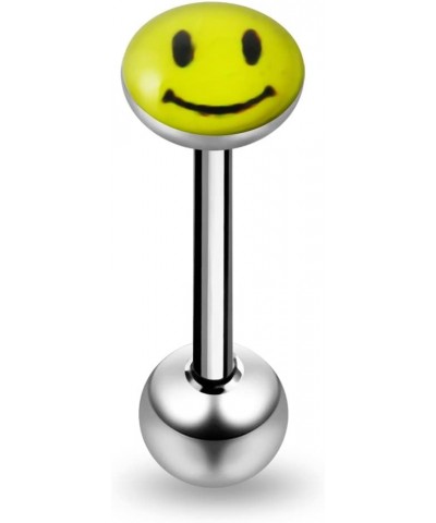 Flat Top SMILEY FACE Logo with 16MM Surgical Steel Tongue Rings $9.00 Body Jewelry