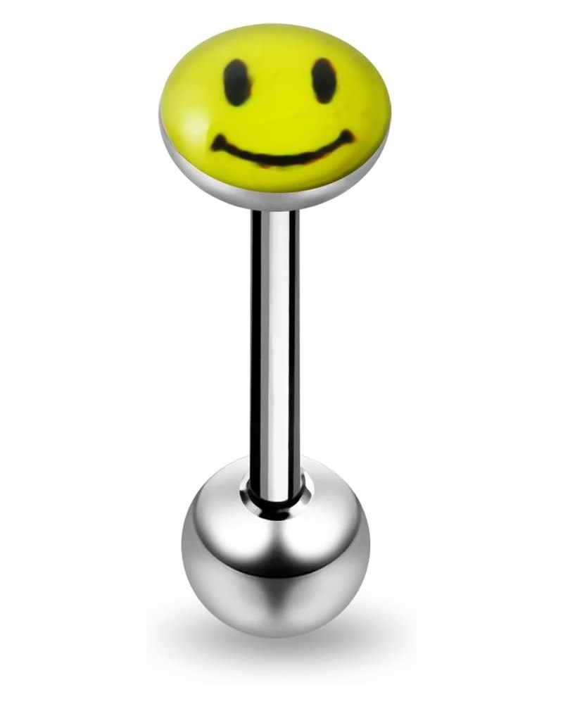 Flat Top SMILEY FACE Logo with 16MM Surgical Steel Tongue Rings $9.00 Body Jewelry