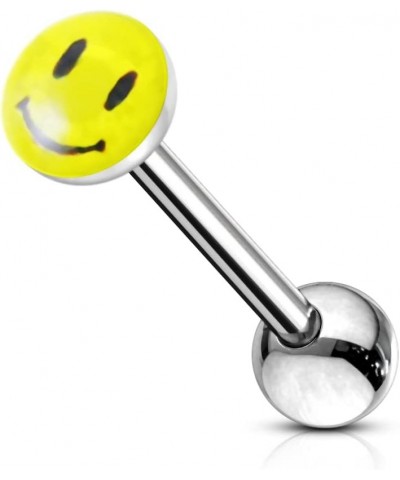 Flat Top SMILEY FACE Logo with 16MM Surgical Steel Tongue Rings $9.00 Body Jewelry