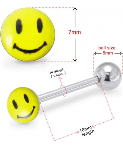 Flat Top SMILEY FACE Logo with 16MM Surgical Steel Tongue Rings $9.00 Body Jewelry