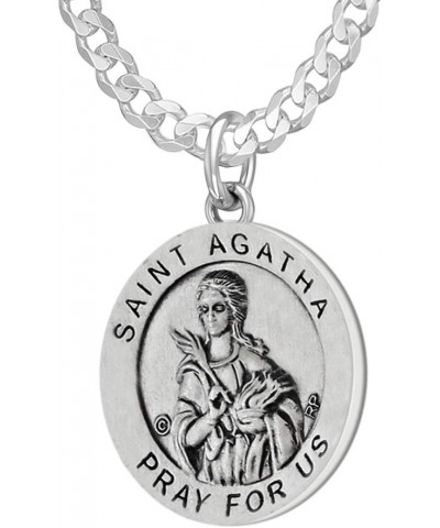 Ladies 925 Sterling Silver 18.5mm Saint Agatha Medal Pendant Necklace, 18in to 24in 20in, 2.2mm Curb Chain $44.62 Necklaces