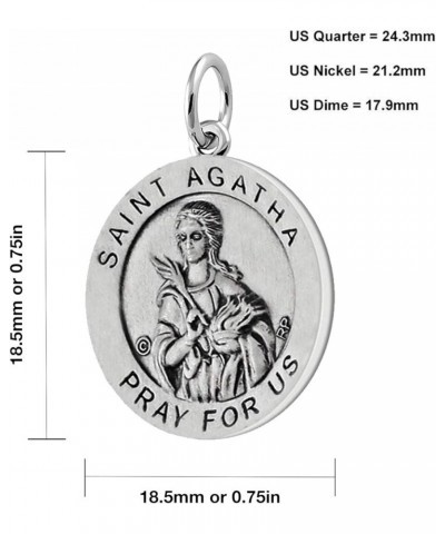 Ladies 925 Sterling Silver 18.5mm Saint Agatha Medal Pendant Necklace, 18in to 24in 20in, 2.2mm Curb Chain $44.62 Necklaces