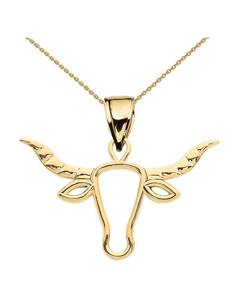 10k Yellow Gold Open Work Texas Longhorn Bull Pendant Necklace 20.0 Inches $92.39 Necklaces