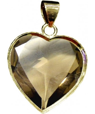 Choose Your Gemstone Pendants Heart Shape Sterling Silver 18K Gold Plated Locket For Men Women natural-faceted-Smoky-Quartz y...