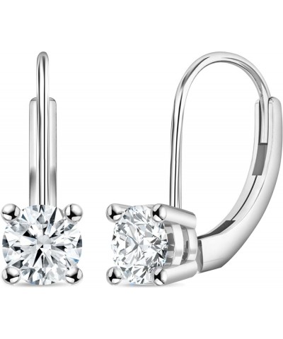 Round Lab Grown White Diamond Solitaire Lever Back Drop Earrings for Women in 14K Solid Gold 1.00 Carat Solid White Gold $298...