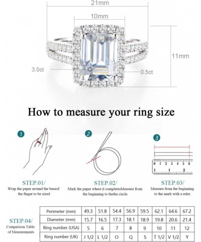 4CT Emerald Cut Moissanite Halo Wedding Rings for Women, D Color VVS1 Lab Grown Diamond Half Eternity Moissanite Engagement R...