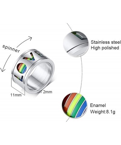 Stainless Steel Love Enamel Rainbow LGBT Pride Rings for Gay Lesbian Spinner Ring Anxiety LGBTQ Wedding Bands for Men Size 7-...