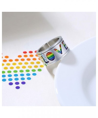 Stainless Steel Love Enamel Rainbow LGBT Pride Rings for Gay Lesbian Spinner Ring Anxiety LGBTQ Wedding Bands for Men Size 7-...