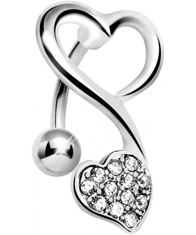 Top Mount Clear Swirling Dual Hearts Belly Ring $6.11 Body Jewelry