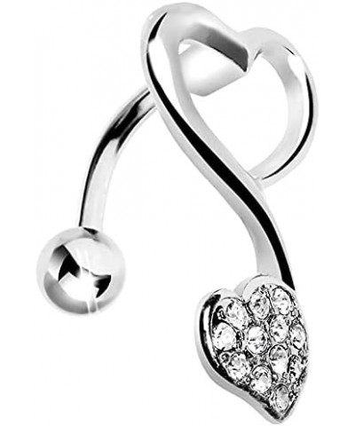 Top Mount Clear Swirling Dual Hearts Belly Ring $6.11 Body Jewelry