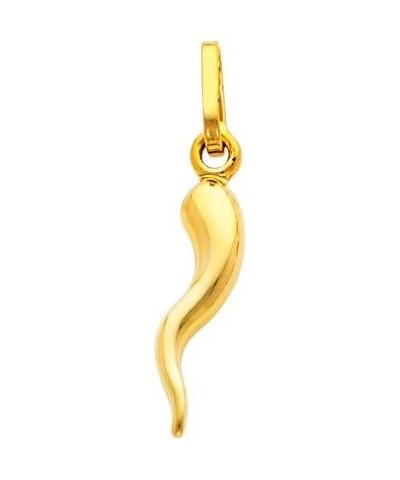 14k Yellow Gold Cornicello Italian Horn Pendant with 0.65mm Box Link Chain Necklace 20.0 Inches $83.79 Necklaces