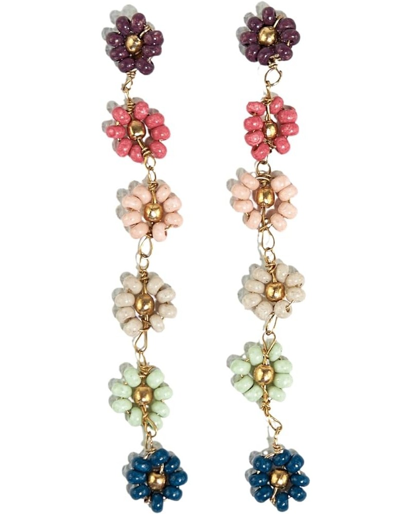 INK+ALLOY Beaded Flower Dangle Earrings for Women, Amanda Multicolor Floral Daisy Drop Boho Earrings, Handmade Jewelry for th...