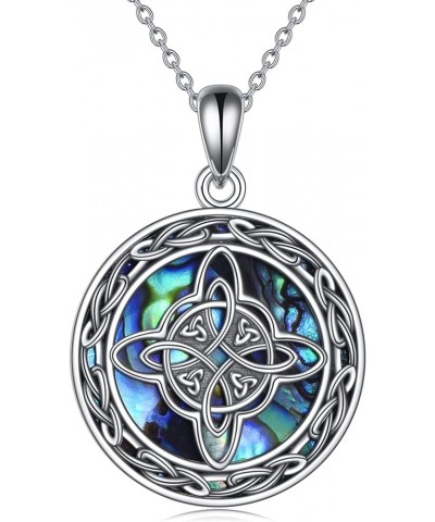 Sterling Silver Celtic Abalone Shell Triskele/Pentacle Pentagram/Trinity Knot/Witches/Star of David/Viking Compass Necklace G...