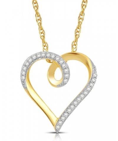 10k Yellow Gold Heart Pendant Necklace with Natural White Round Diamonds, 1/10 cttw, 18" Gold Filled Rope Chain $63.02 Necklaces