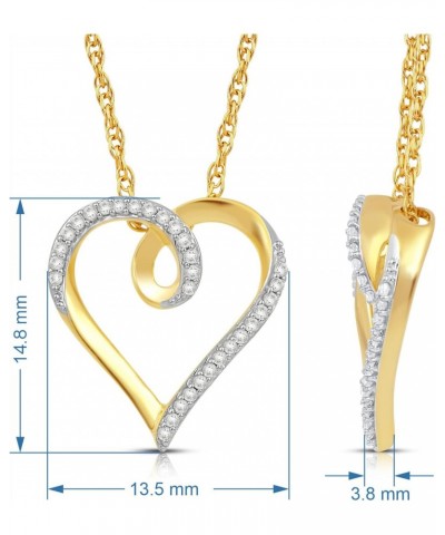 10k Yellow Gold Heart Pendant Necklace with Natural White Round Diamonds, 1/10 cttw, 18" Gold Filled Rope Chain $63.02 Necklaces