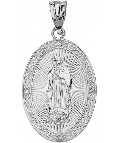 Religious Jewelry by FDJ 925 Sterling Silver Our Lady Of Guadalupe Medallion CZ Oval Pendant (Large) $12.59 Pendants