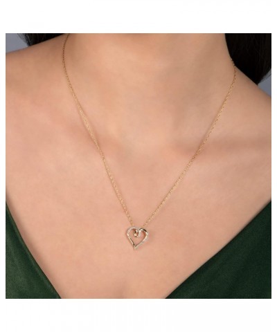 10k Yellow Gold Heart Pendant Necklace with Natural White Round Diamonds, 1/10 cttw, 18" Gold Filled Rope Chain $63.02 Necklaces