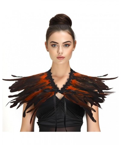 Gothic Black Feather Shawl Victorian Costume Shrug Halloween Cosplay Feather Wrap Lace Neck… Dcym-ls-orange $9.90 Necklaces