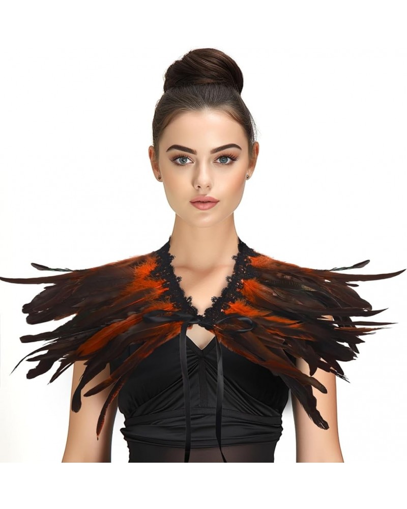 Gothic Black Feather Shawl Victorian Costume Shrug Halloween Cosplay Feather Wrap Lace Neck… Dcym-ls-orange $9.90 Necklaces