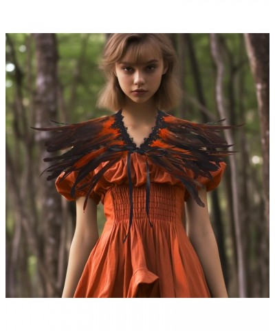 Gothic Black Feather Shawl Victorian Costume Shrug Halloween Cosplay Feather Wrap Lace Neck… Dcym-ls-orange $9.90 Necklaces