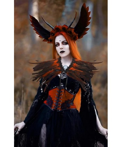 Gothic Black Feather Shawl Victorian Costume Shrug Halloween Cosplay Feather Wrap Lace Neck… Dcym-ls-orange $9.90 Necklaces