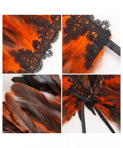 Gothic Black Feather Shawl Victorian Costume Shrug Halloween Cosplay Feather Wrap Lace Neck… Dcym-ls-orange $9.90 Necklaces