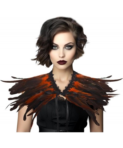 Gothic Black Feather Shawl Victorian Costume Shrug Halloween Cosplay Feather Wrap Lace Neck… Dcym-ls-orange $9.90 Necklaces