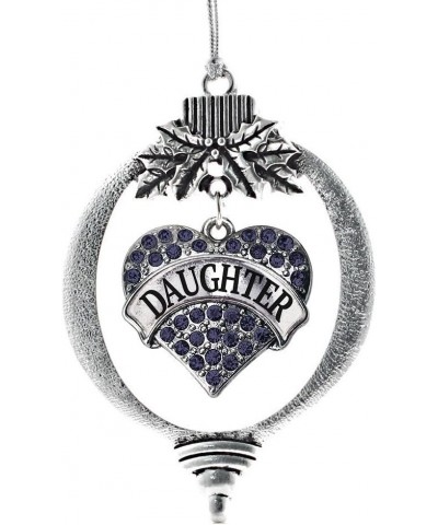 Navy Mom Charm Ornament - Silver Pave Heart Charm Holiday Ornaments with Cubic Zirconia Jewelry Daughter Navy Blue $8.75 Brac...