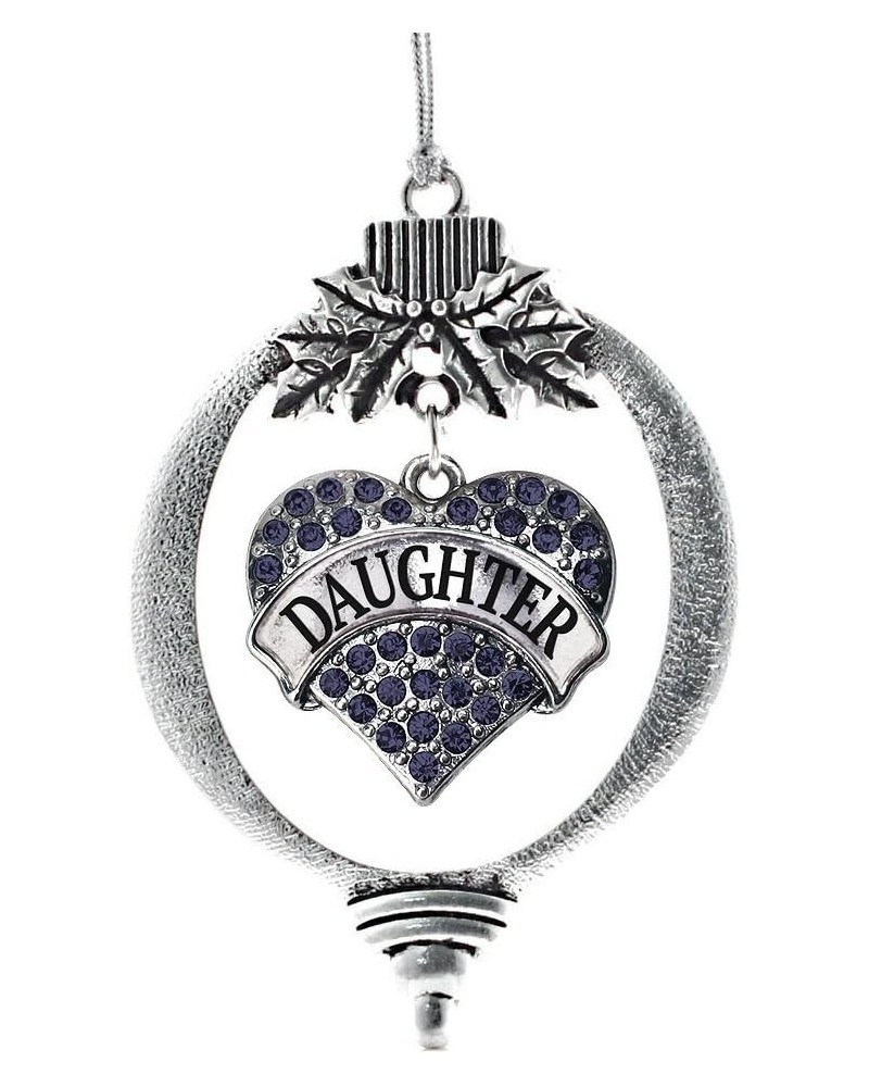 Navy Mom Charm Ornament - Silver Pave Heart Charm Holiday Ornaments with Cubic Zirconia Jewelry Daughter Navy Blue $8.75 Brac...