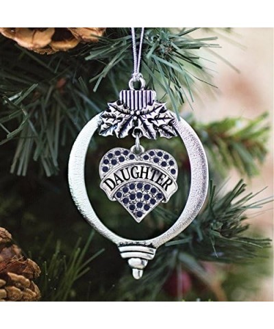 Navy Mom Charm Ornament - Silver Pave Heart Charm Holiday Ornaments with Cubic Zirconia Jewelry Daughter Navy Blue $8.75 Brac...