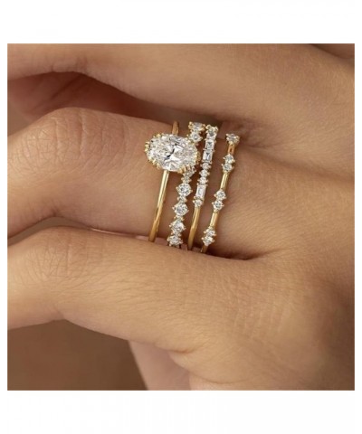 Stackable Gold Rings for Women Exquisite 14K Gold Plated Stackable Cubic Zirconia Ring Set Fashionable Promise Wedding Band f...