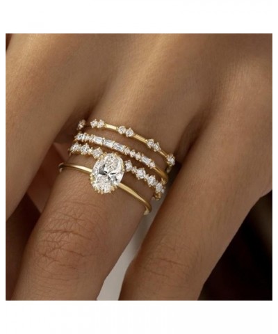 Stackable Gold Rings for Women Exquisite 14K Gold Plated Stackable Cubic Zirconia Ring Set Fashionable Promise Wedding Band f...