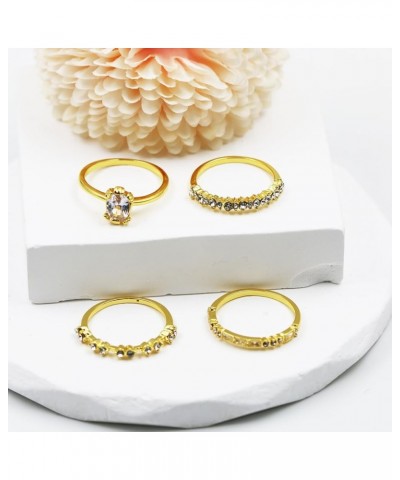 Stackable Gold Rings for Women Exquisite 14K Gold Plated Stackable Cubic Zirconia Ring Set Fashionable Promise Wedding Band f...