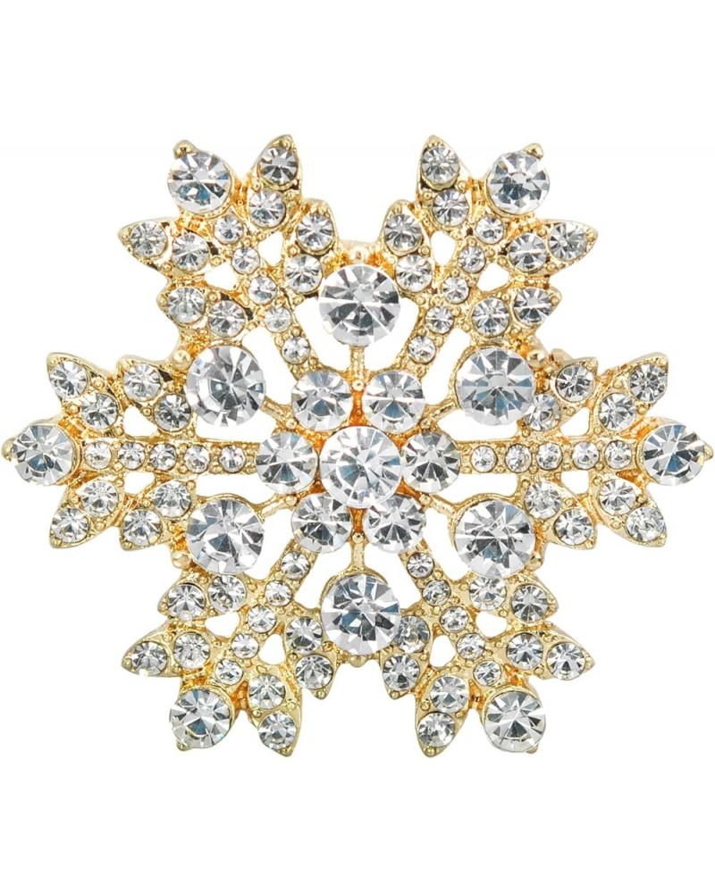 Crystal Winter Snowflake Brooch pins for Women Gold Tone $10.00 Brooches & Pins