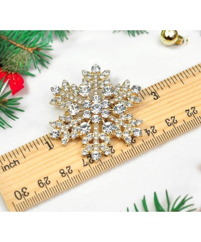 Crystal Winter Snowflake Brooch pins for Women Gold Tone $10.00 Brooches & Pins