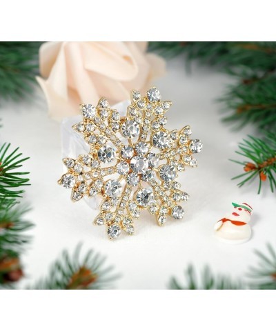 Crystal Winter Snowflake Brooch pins for Women Gold Tone $10.00 Brooches & Pins