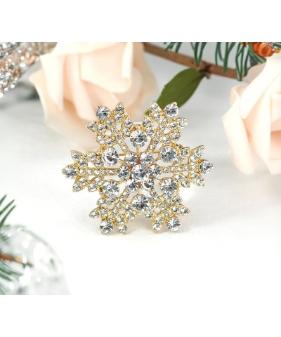 Crystal Winter Snowflake Brooch pins for Women Gold Tone $10.00 Brooches & Pins