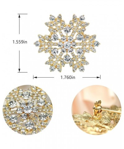 Crystal Winter Snowflake Brooch pins for Women Gold Tone $10.00 Brooches & Pins