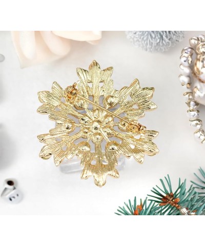 Crystal Winter Snowflake Brooch pins for Women Gold Tone $10.00 Brooches & Pins