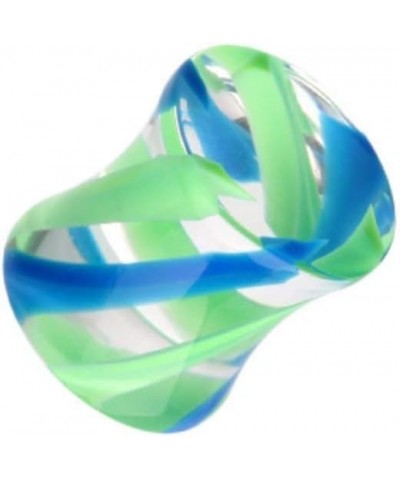 Marble Stripe Acrylic Double Flared Ear Gauge Plug 00 GA (10mm), Green/Blue $9.68 Body Jewelry